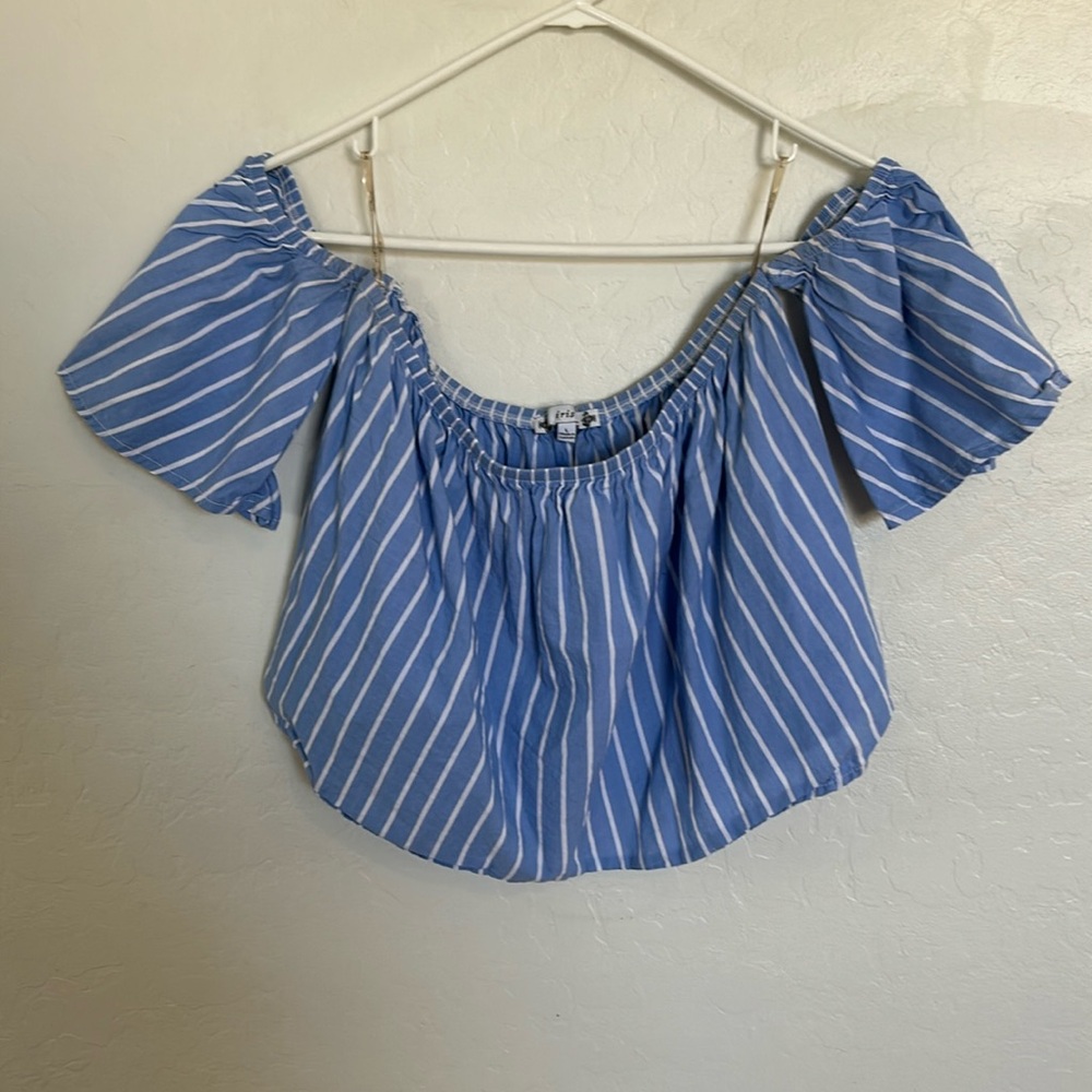 Blue Stripped Crop Top Size Large